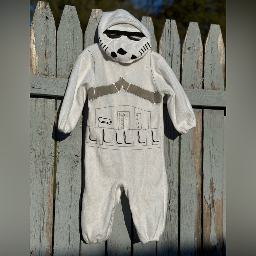 Baby Stormtrooper Costume 0-3 months White Fleece Suit Hat Helmet Halloween